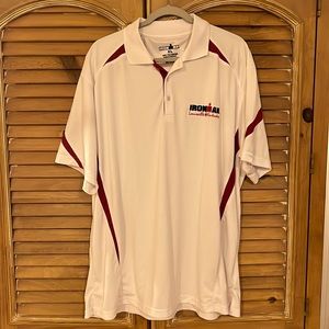 NEW never worn mens golf shirt IronMan triathlon Louisville sz XL white maroon